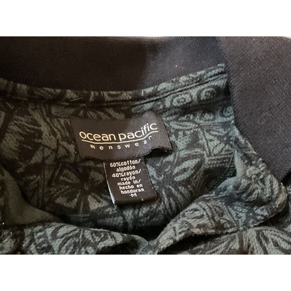 Ocean Pacific Mens Vtg Polo Shirt Sz L Palm Tree Print Preppy Casual Relaxed Fit - Picture 4 of 4